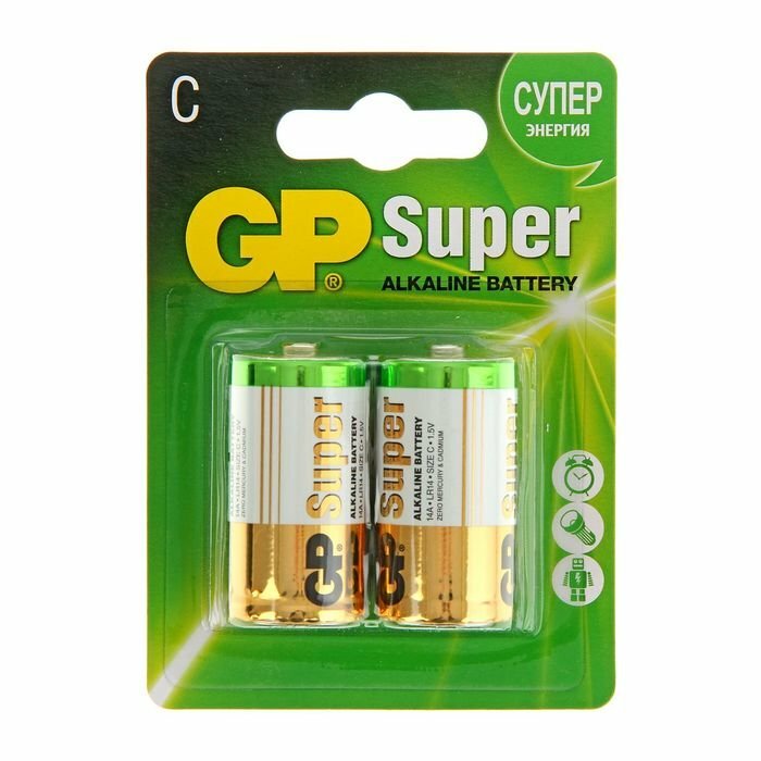 Батарейка алкалиновая GP Super C LR14-2BL 1.5В блистер 2 шт. (комплект из 3 шт)