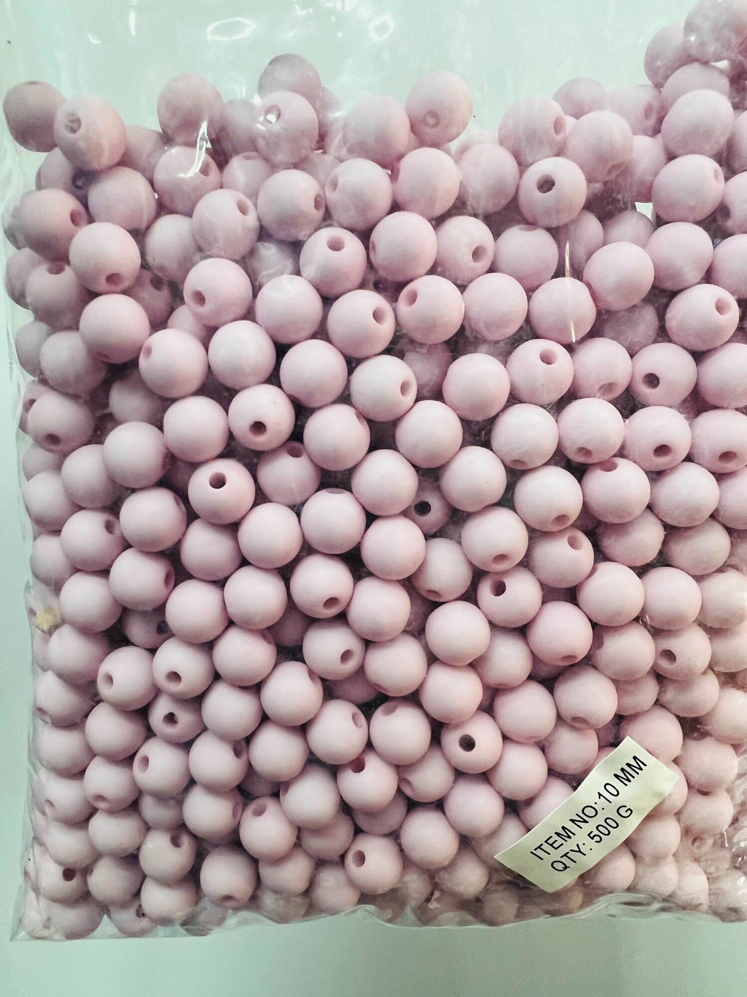 Бусины матовые круглые светло-розовые 500гр, 10мм
