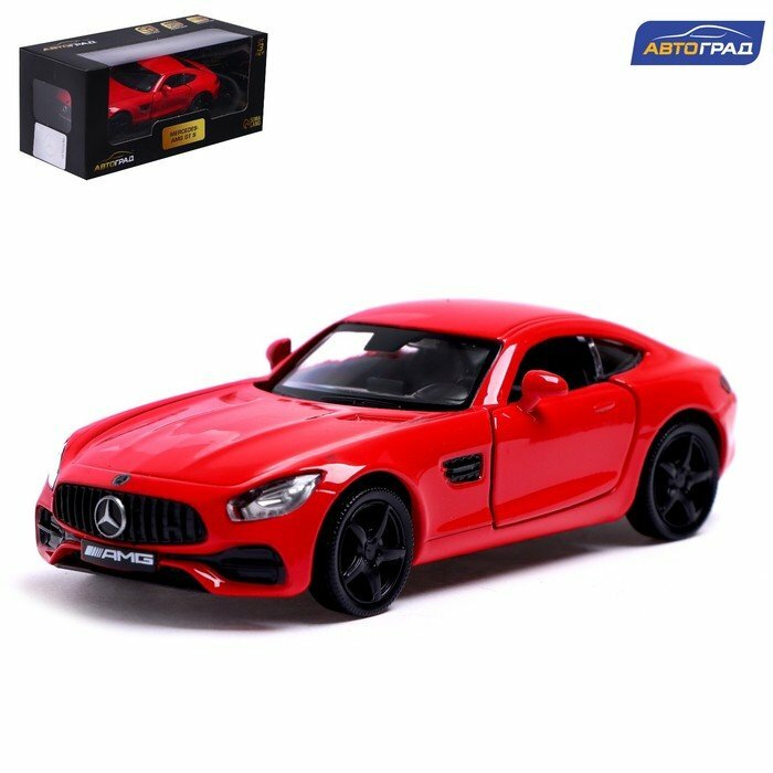 Машина металлическая MERCEDES-AMG GT S, 1:32, открываются двери, инерция, цвет красный (комплект из 2 шт)