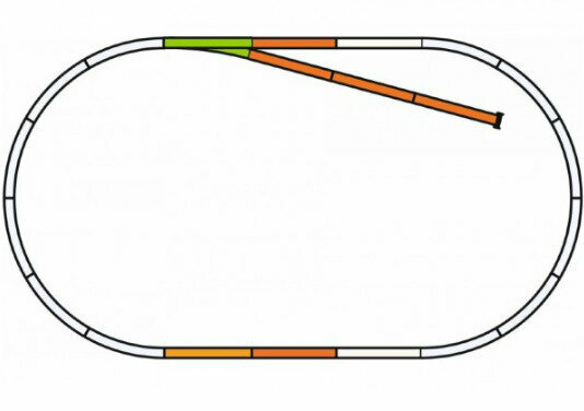 55311 PIKO Набор пути B на подложке для игрушечной железной дороги - прямые рельсы G239, 5 х G231, тупиковый упор, стрелка правая, H0 1/87 16,5мм
