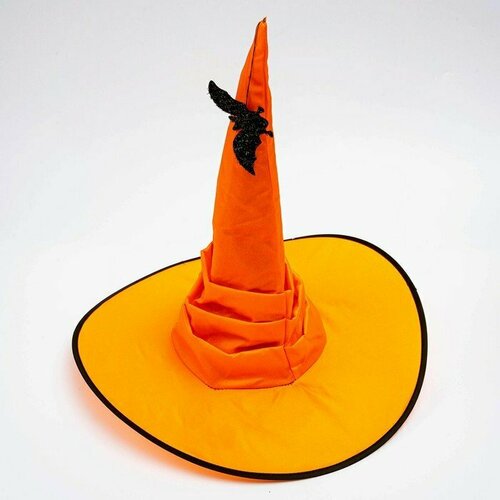 фото Карнавальная шляпа «оранжевая», драпированная, с летучей мышью, р. 56 – 58 (комплект из 3 шт) нет бренда