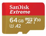 Карта памяти Micro SD 64 Gb Sandisk Extreme 160MB/s A2 C10 V30 UHS-I U3 (SDSQXA2-064G-GN6MN)