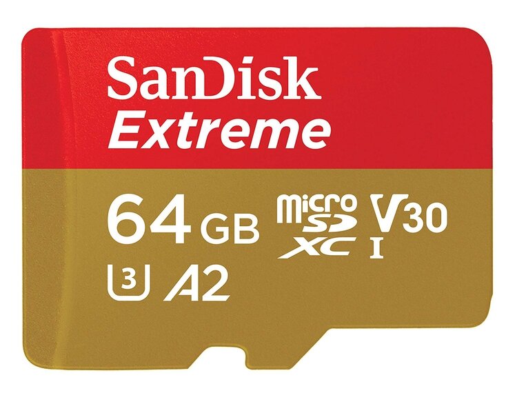 Карта памяти Micro SD 64 Gb Sandisk Extreme 160MB/s A2 C10 V30 UHS-I U3 (SDSQXA2-064G-GN6MN)