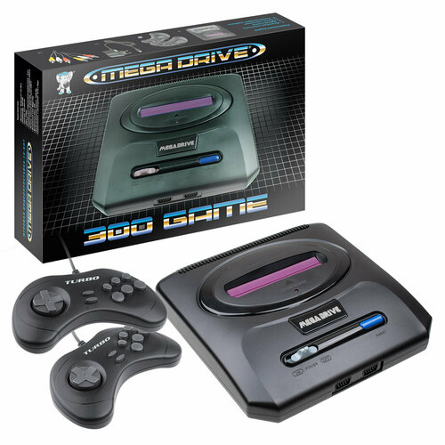 Игровая приставка 16-бит Mega Drive 300 встроенных игр джойстики для sega mega drive 2 9 pin черный набор 2 штуки