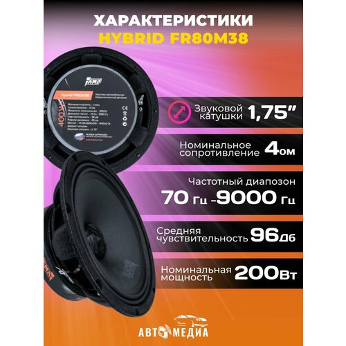 Колонки автомобильные Hybrid FR80M38 1 эстрадный динамик 5062₽