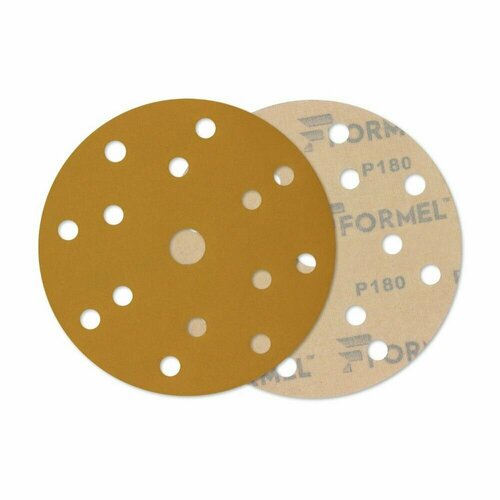 Диск, круг шлифовальный FORMEL DIAMOND на бумажной основе и на липучке 150 мм, 15 отверстий, P180, 25 шт