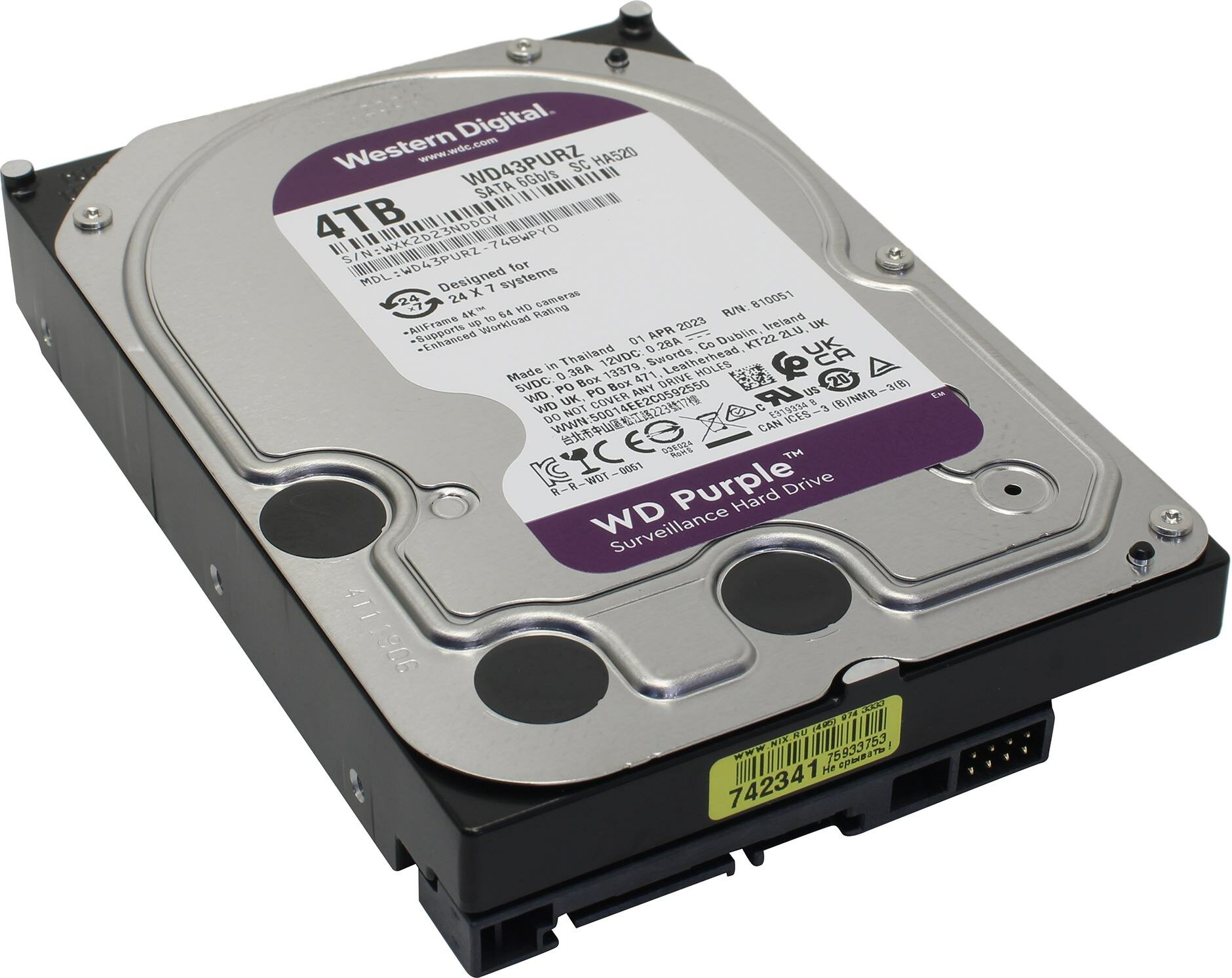 Жесткий диск WD Purple WD43PURZ 4TB, SATA III, 3.5" - фото №14