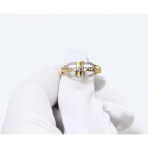 фото Кольцо diamant online, золото, 585 проба, фианит, размер 18.5, прозрачный