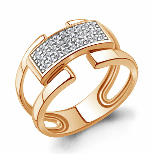 фото Кольцо diamant online, серебро, 925 проба, золочение, фианит, размер 20.5, прозрачный