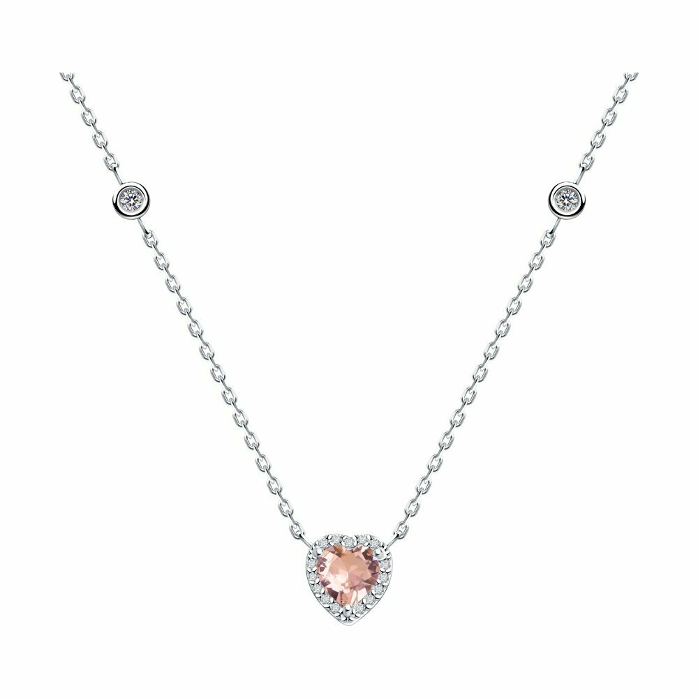 Колье Diamant online, серебро, 925 проба, фианит, морганит