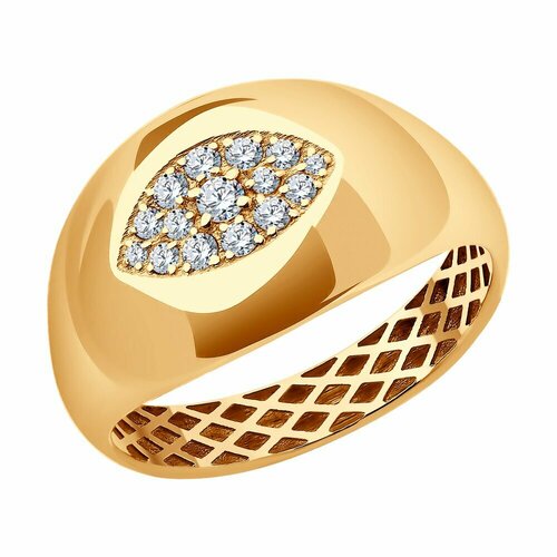 фото Кольцо diamant online, золото, 585 проба, фианит, размер 18.5, прозрачный