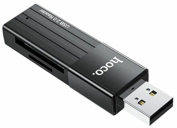 Картридер HOCO HB20 Mindful 2 in 1 USB 3.0/5Gbps USB-A на microSD SD (черный)