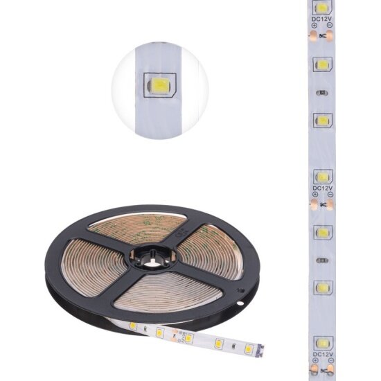 Светодиодная лента Lamper 12В, SMD2835, 4,8Вт/м, 60 LED/м, 2700К, 8мм, 5м, для БП с клеммами, IP65 (141-2016)