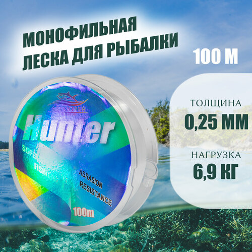 фото Леска рыболовная hunter 100м 0,25 asianfish