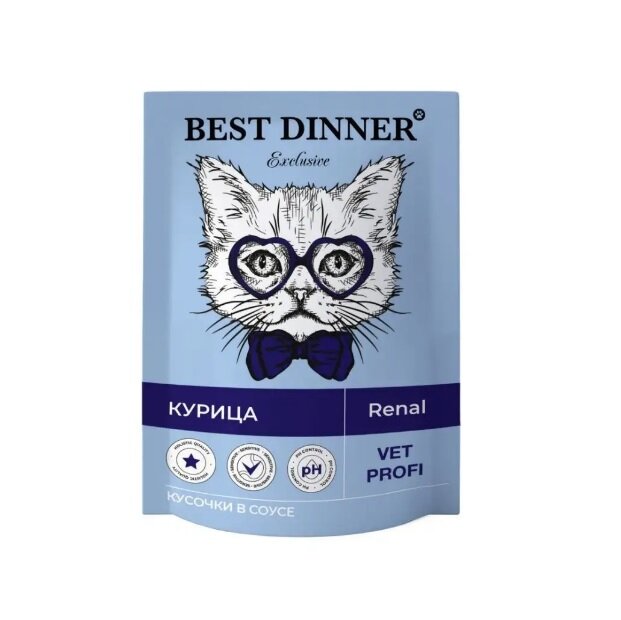 Паучи Best Dinner Exclusive Vet Profi Renal кусочки в соусе с Курицей 0,085 кг