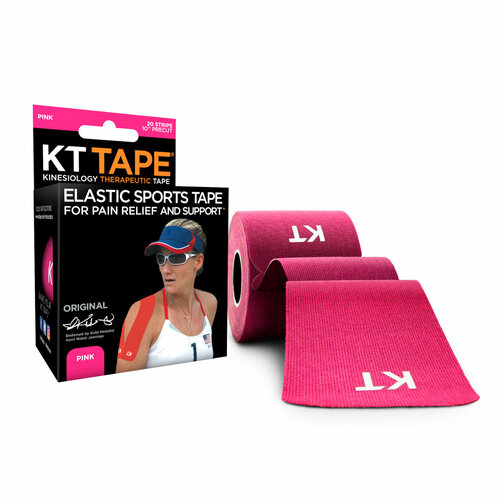 фото Кинезиотейп kt tape original, хлопок, 20 полосок, 25 х 5 см, цвет розовый