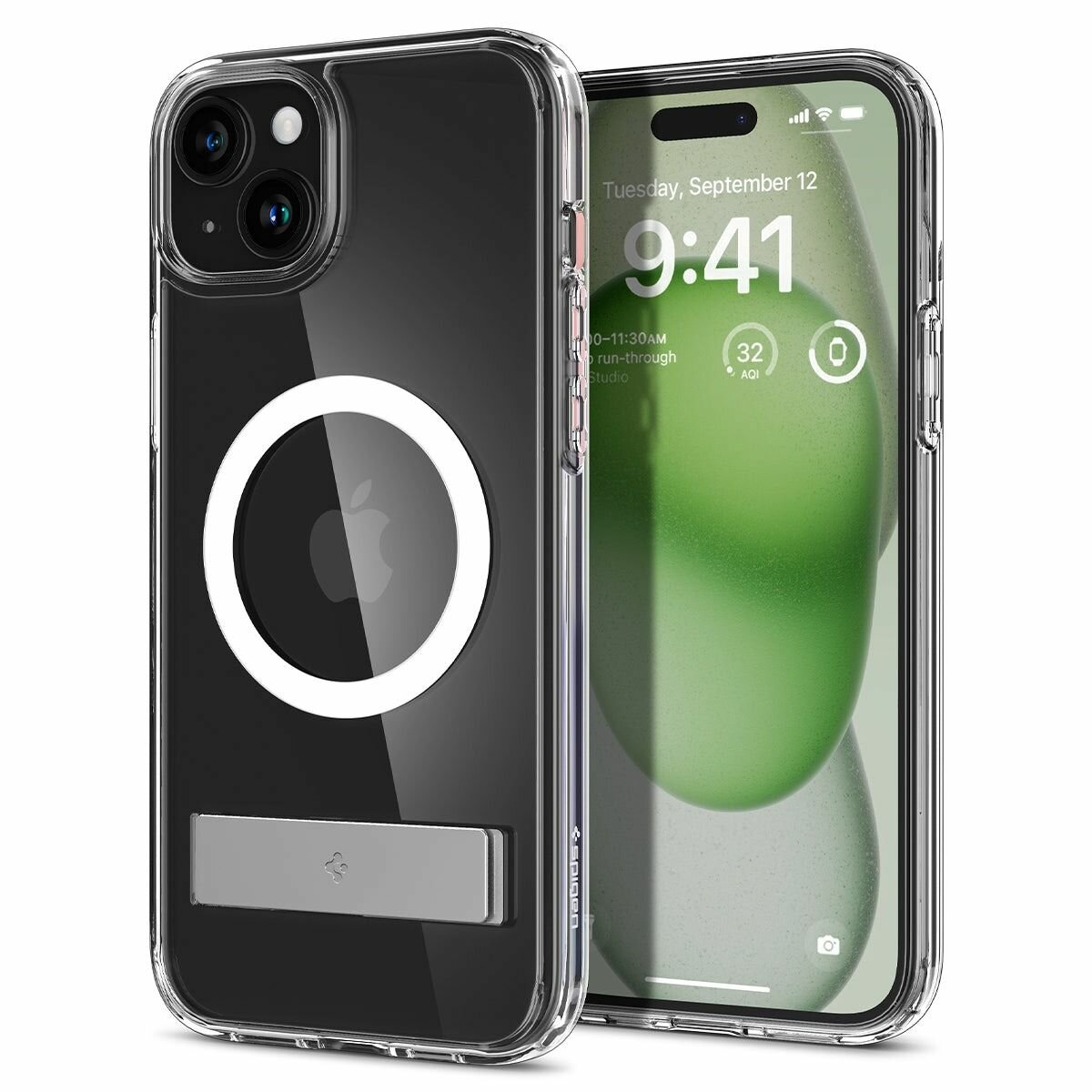 Чехол Spigen на Apple iPhone 15 Plus (ACS06665) Ultra Hybrid S MagFit / Спиген чехол для Айфон 15 Плюс MagSafe с подставкой , противоударный, с защитой камеры, прозрачный