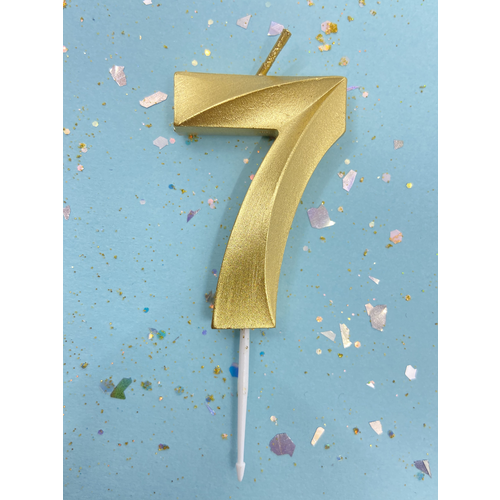 Свеча для торта парафиновая Riota для торта Золотая Цифра 7, 5 см, 1 шт