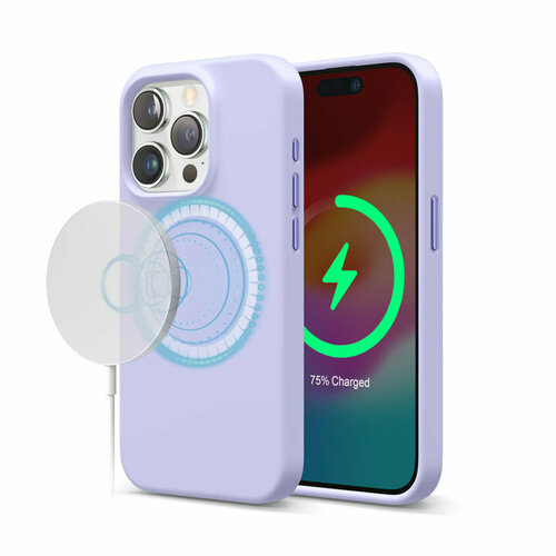 Elago для iPhone 15 Pro чехол Soft silicone (Liquid) Purple (MagSafe)