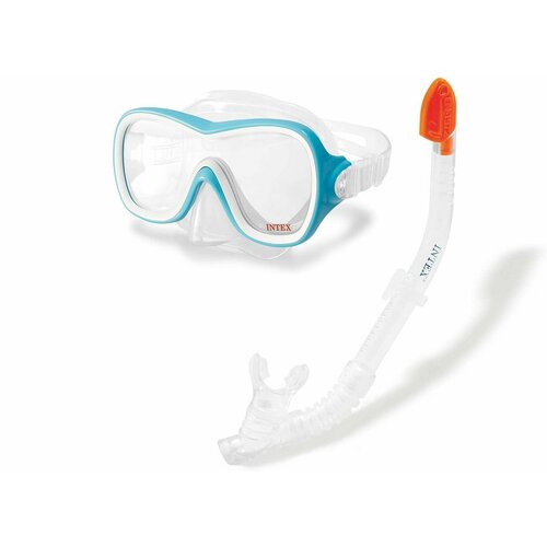 Набор для плавания, маска и трубка Intex 55647 Wave Rider Swim Set от 8 лет, оранжевый маска для плавания intex 55978 wave rider от 8 лет голубые