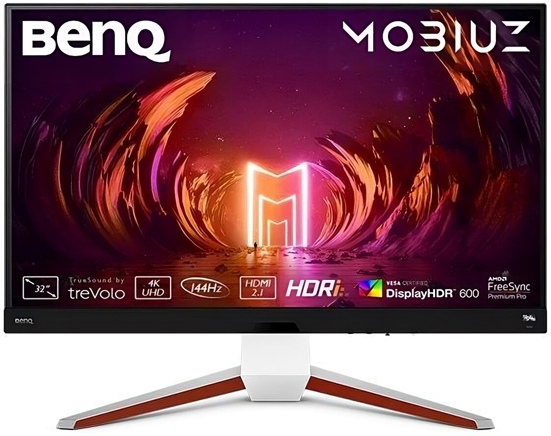 Монитор Benq 32" Mobiuz EX3210U черный IPS LED 1ms 16:9 HDMI M/M матовая HAS Piv 300cd 178гр/178гр 3840x2160 144Hz FreeSync DP 4K USB 10.35кг