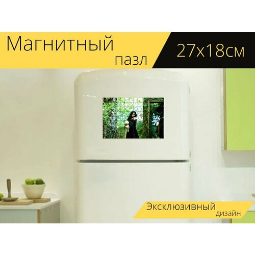 Магнитный пазл Девочка, платье, черное платье на холодильник 27 x 18 см. магнитный пазл девочка ципао китайское свадебное платье на холодильник 27 x 18 см