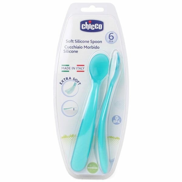 Набор ложек Chicco Softly Spoon, 6 мес+ (уп. 2 шт.), голубой