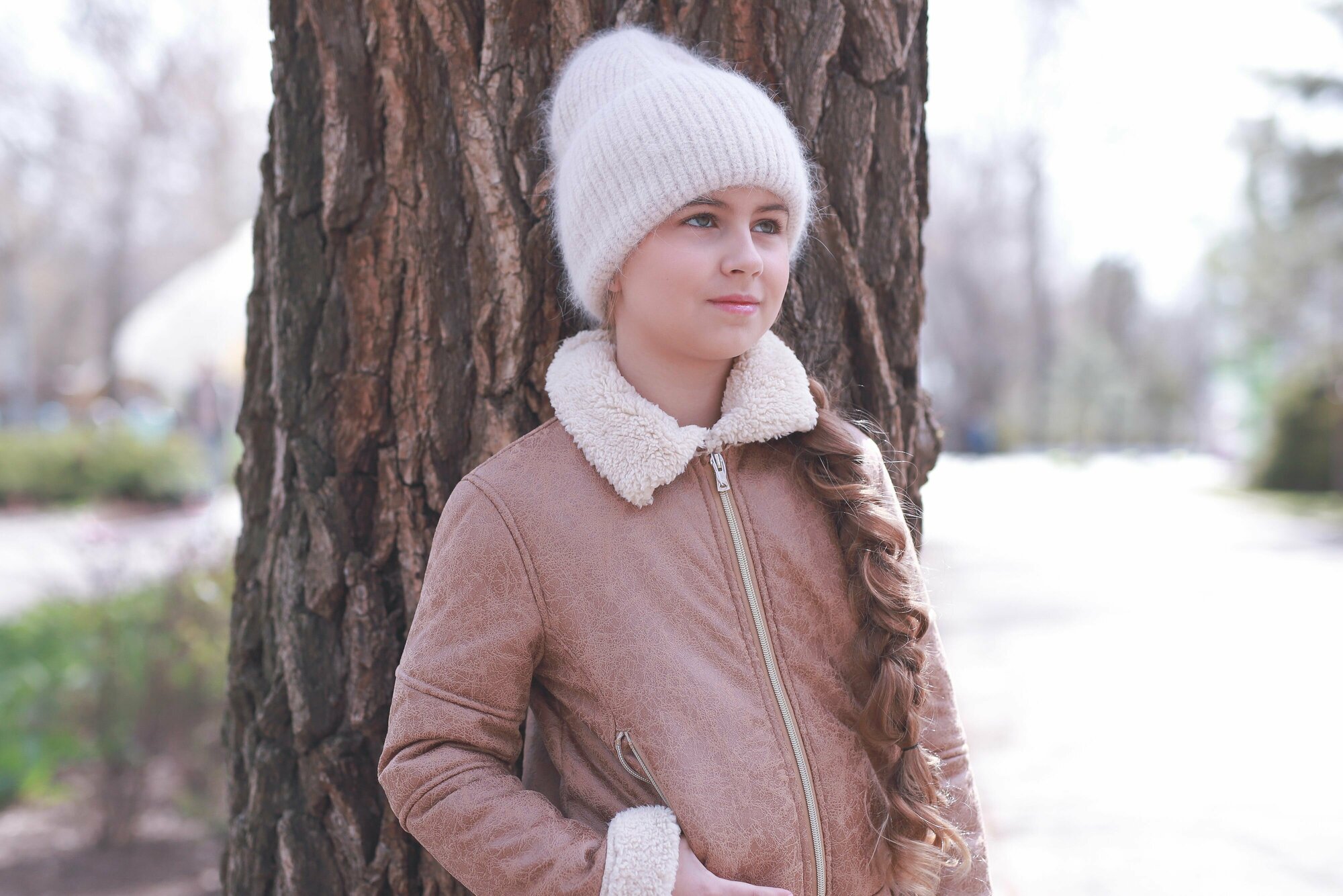 Шапка-бини Андерсен Осень-зима 2022 для девочек, размер 54-56, бежевый — фото 1