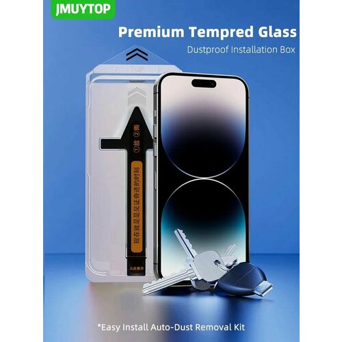 Защитное стекло Premium с формой автоустановки для Apple iPhone 12 / iPhone 12 Pro (черный)