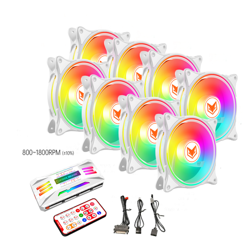 Вентиляторы aRGB комплект 8шт для корпуса / низкий уровень шума/ aRGB музыкальный контроллер с пультом