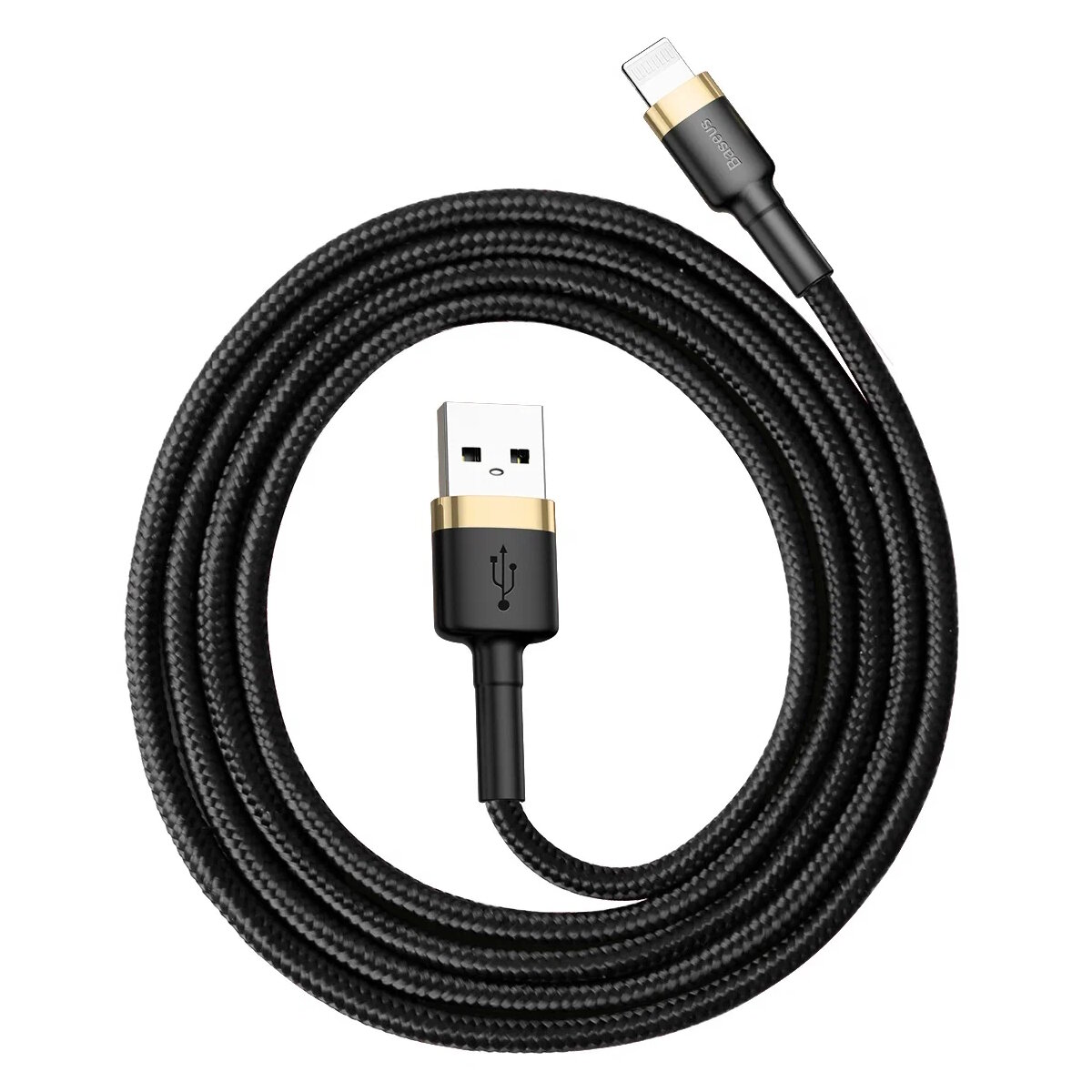 Кабель Baseus Cafule USB - Lightning (CALKLF-BV1) 1м черный/золотистый — фото 1