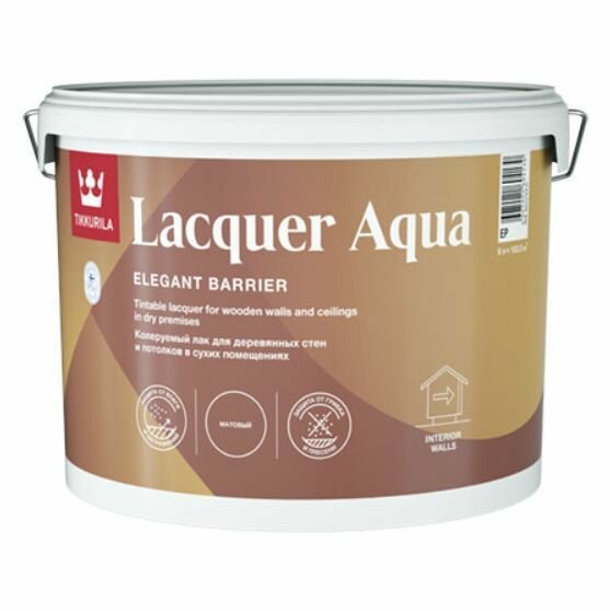 TIKKURILA EURO LACQUER AQUA лак интерьерный, антисептирующий, защитный, матовый (9л)