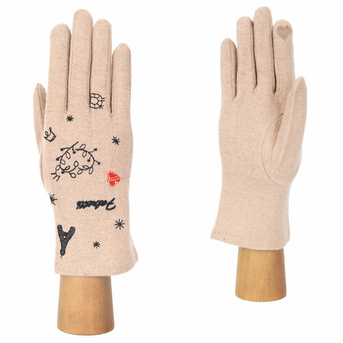 Перчатки FABRETTI, демисезон/зима, шерсть, утепленные, размер 7, бежевый