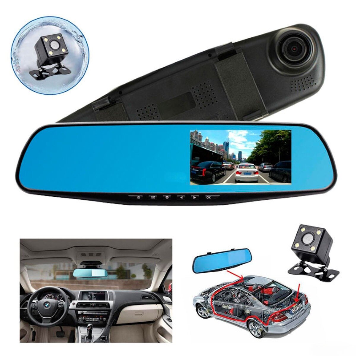 Видеорегистратор зеркало / автомобильный регистратор 2 камеры / видеорегистратор vehicle blackbox dvr