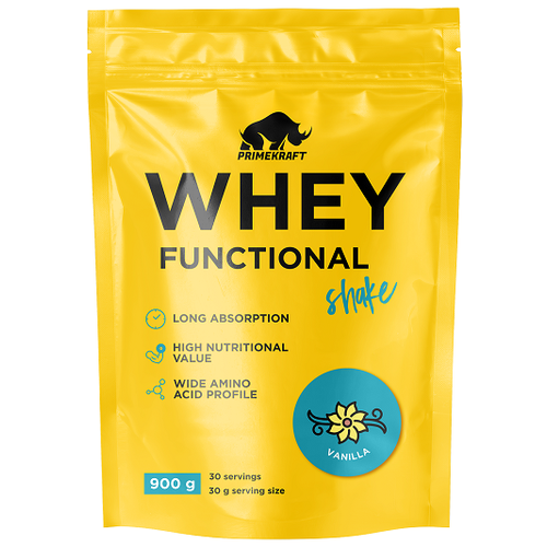 Протеин сывороточный, Prime Kraft, Whey Functional Shake, 500 г, Ваниль