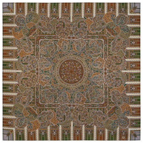 Платок Павловопосадская платочная мануфактура,89х89 см, зеленый, бежевый павловопосадский платок день рождения 789 2