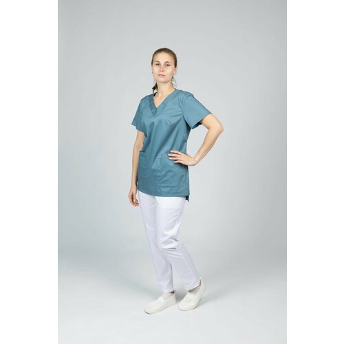 Премиальная медицинская одежда/Топ с карманами голубой 46 размера