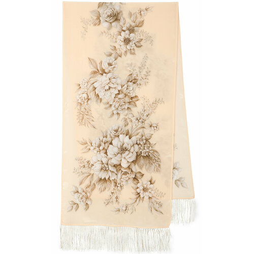 фото Шарф павловопосадская платочная мануфактура,190х50 см, one size, белый, бежевый