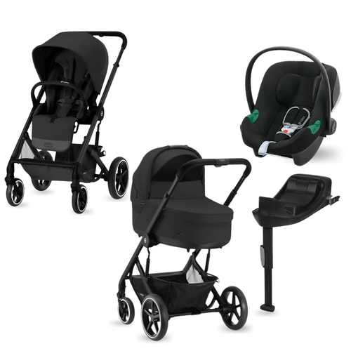 Коляска 4в1 Cybex Balios S Lux 2023 Moon Blak c базой isofix (с адаптером и дождевиком)