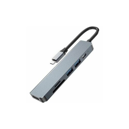 Адаптер Type-CM-->HDMI 4K*30Hz+2*USB3.0+TF+SD+PD AlumiShell, VCOM