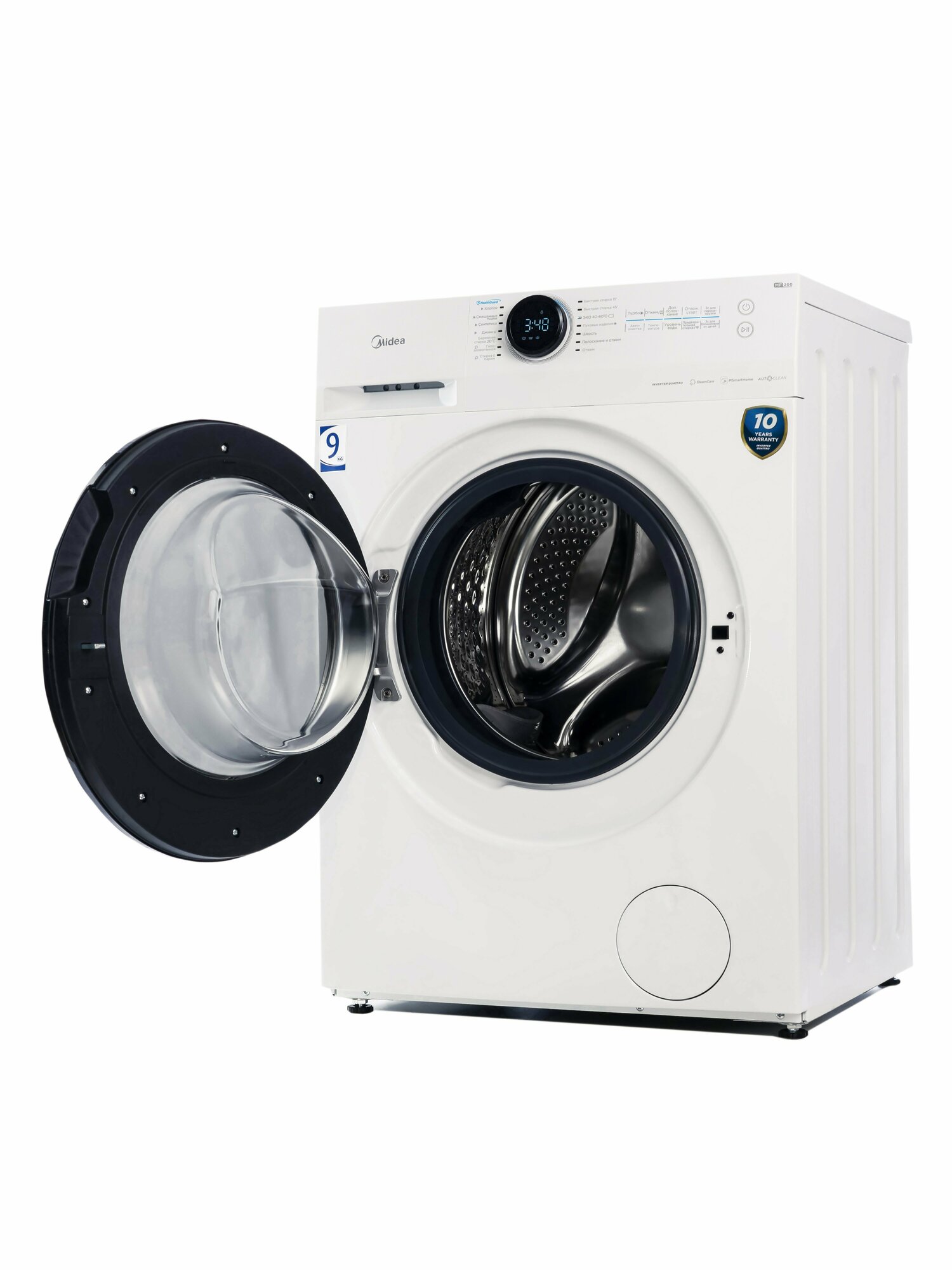 Стиральная машина полноразмерная Midea MF200W90WBS/W-RU, с фронтальной загрузкой, 9кг, 1400об/мин