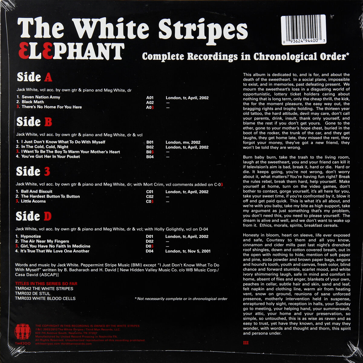 Виниловая пластинка White Stripes, The, Elephant (0194398424019) Sony - фото №18