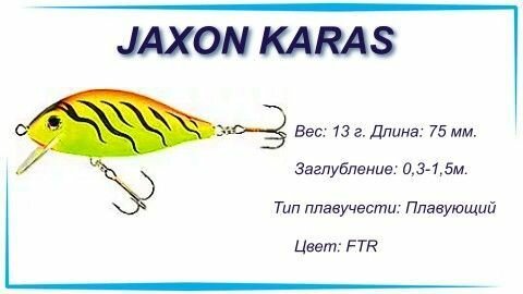Воблер JAXON KARAS 8 FTR / плавающий / 7,5 см, 13 гр