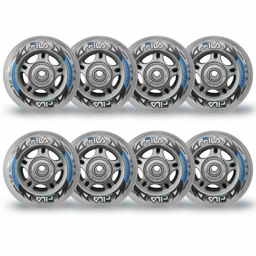 фото Набор колес для роликов (8шт.) fila wheels 72mm/82a + abec 5 + alu spacer 6mm fila skates