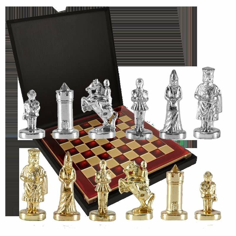 Шахматный набор Византийская Империя 20 * 20 ; H 4 см дерево, замак, латунь, бронза KSVA-MP-S-1-20-RED