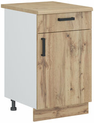 Кухонный модуль №11 со столешницей шкаф нижний напольный с ящиком ЛДСП 50х60х84.5см белый дуб вотан