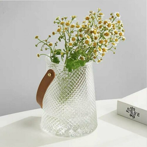 Ваза с ручкой стеклянная для цветов