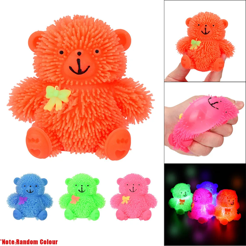 Светящиеся сжимаемые игрушки-фиджеты, кавайные животные, мягкое рельефное сияние, мигающий воздушный медведь, сквидер, сенсорная игрушка оранжевый