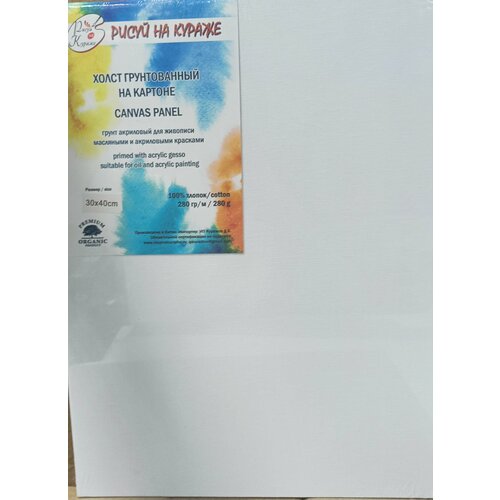 Холст грунтованный 30х40см на картоне 2шт 100% хлопок 280г