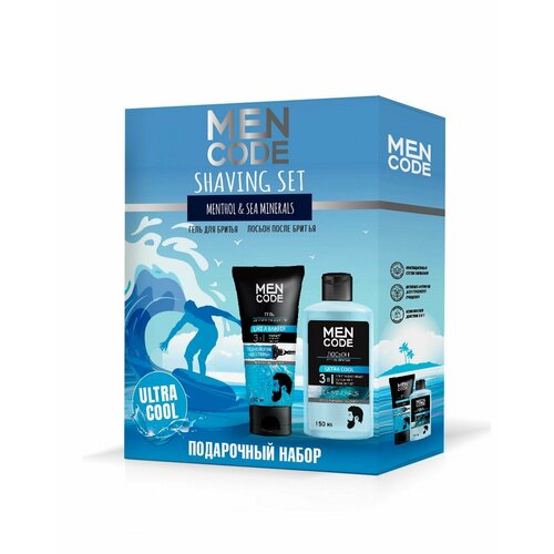 Подарочный набор MEN CODE SHAVING SET: Гель для ультраточного бритья LIKE A BARBER 150 мл + Лосьон после бритья ULTRA COOL 150 мл 4752171018358